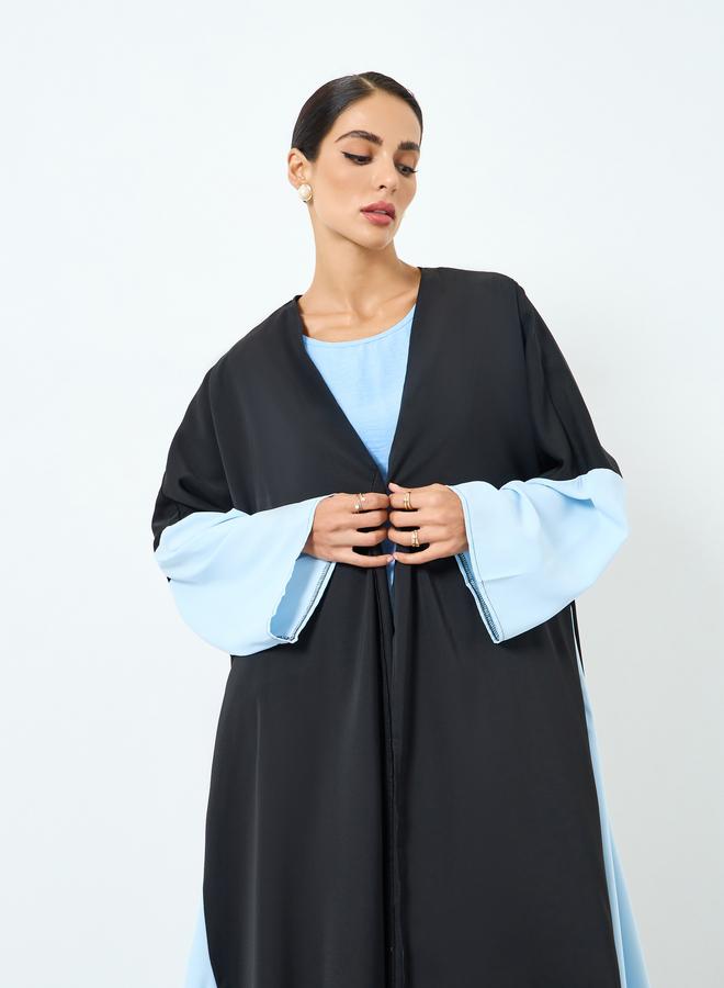 Take Two Women Color Block Contrast Long Sleeve Abaya - Image 2
